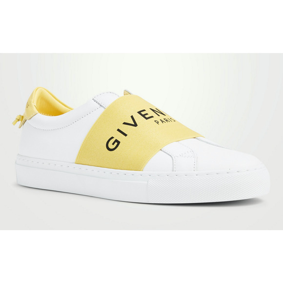 Givenchy Urban Street Knot White Yellow Black Logo Strap Low Top Flat Sneaker 35 - Picture 1 of 11